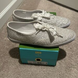 Kate spade x Keds silver sparkle sneakers